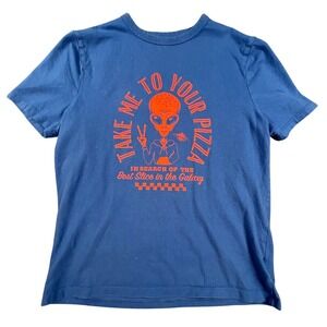 GAP Kids Graphic T Shirt‎ Size XL Blue Alien Pizza Print "Take Me To Your Pizza"